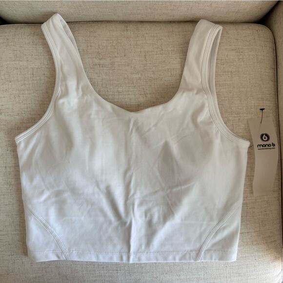 Mono B Elongated Tank Sports Bra Top White Women’s Small NWT AT3097 New Workout - Picture 1 of 4